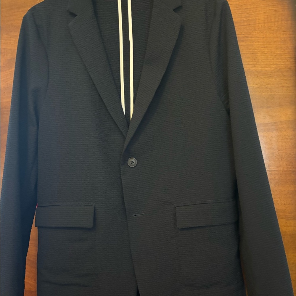 Zara Navy Blue Textured Sport Coat Modern Slim Fit